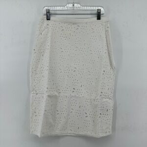 Boden Eyelet Cotton A Line Skirt White 6R NWT